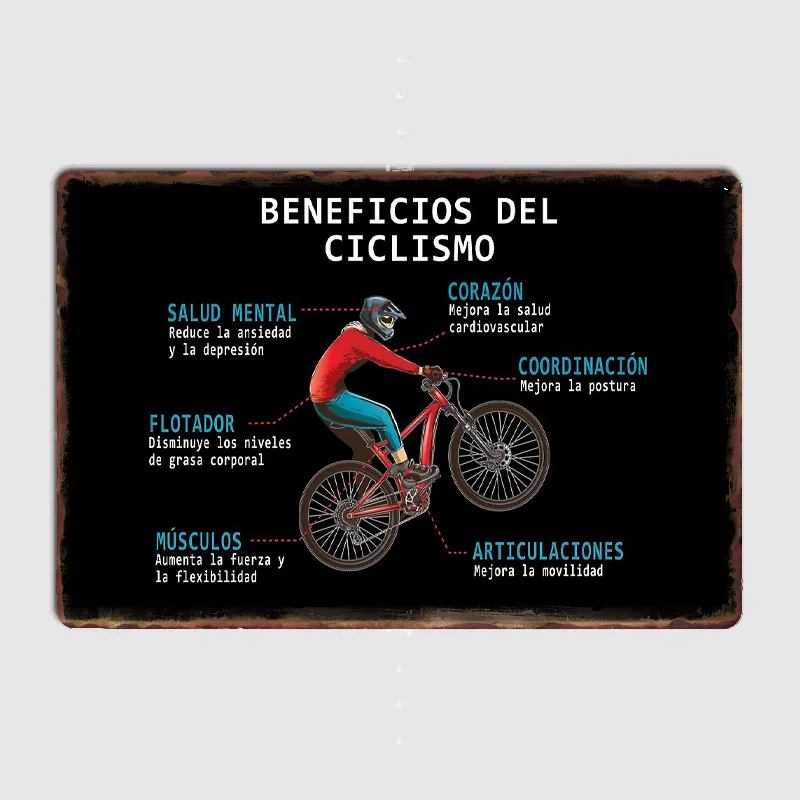 사이클링의 이점 포스터 산악 자전거 금속 간판 포스터  - Mountain Biking Benefits 리뷰 및 가격